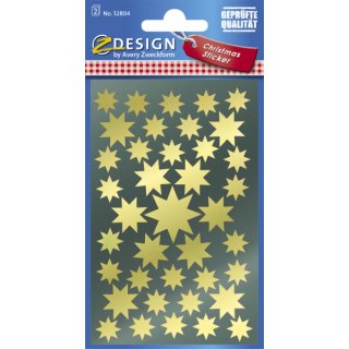 Avery Zweckform® Z-Design 52804, Weihnachtssticker, Sterne, 2 Bogen/78 Sticker