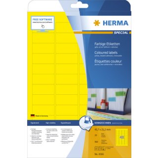 HERMA Etiketten gelb 45,7x21,2 mm Papier matt 960 St. ablösbar