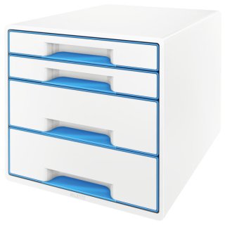 Leitz Schubladenbox WOW CUBE (A4/C4) in Weiß/Blau mit 4 Schubladen