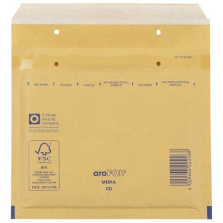 Luftpolstertaschen CD, 180x165 mm, goldgelb/braun, 100 Stück