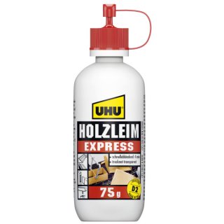 UHU HOLZLEIM EXPRESS D2, ohne Lösungsmittel, Flasche mit 75 g