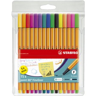 Fineliner point 88® Etui, mit 15 Stiften