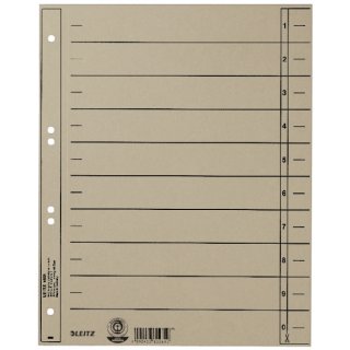 Leitz 1658 Trennblatt - A4berbreite, durchgefärbter Karton, 100 Stück, grau