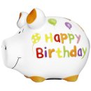 Spardose Schwein "Happy Birthday" - Keramik, klein
