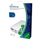 MediaRange Mobiles Ladegerät I Powerbank 5.200mAh mit LEDTaschenlampe, 1x USB-A, weiß/grau