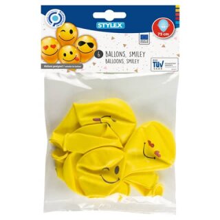 Luftballon Smiley 6ST gelb