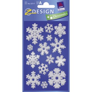 Avery Zweckform® Z-Design 52813, Weihnachtssticker, Schneeflocken, 2 Bogen/28 St