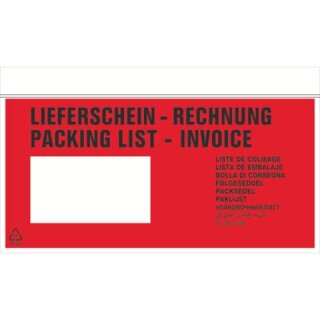 Begleitpapiertasche DL weiss/rot 1000 Stück