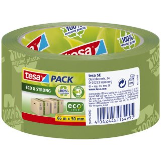 Verpackungsklebeband tesapack® Eco & Strong, PP, 66 m x 50 mm, grün