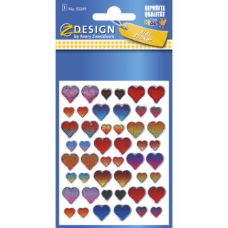 Avery Zweckform® Z-Design 55209, Deko Sticker, Herzen, 1 Bogen/48 Sticker