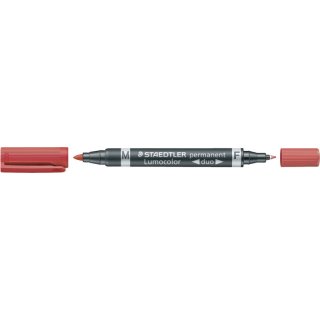 Permanentmarker Lumocolor® duo - nachfüllbar, 0,6 mm und 1,5 mm, rot