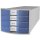 Schubladenbox IMPULS-A4/C4,4 geschlossene Schubladen,lichtgrau/transluzent-blau