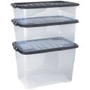 Ablagebox Aufbewahrungsbox  XW202 transparent/schwarz 42l
