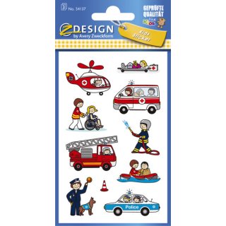 Avery Zweckform® Z-Design 54137, Kinder Sticker, Feuerwehr, 3 Bogen/30 Sticker