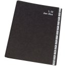 Pultordner Hartpappe - 1 - 12, 12 F&auml;cher, Farbe schwarz