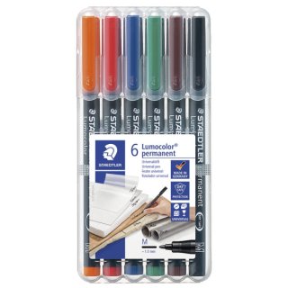 Feinschreiber Universalstift Lumocolor® permanent, M, STAEDTLER Box mit 6 Farben
