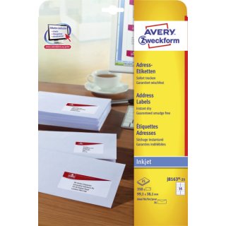 J8163-25 Adress-Etiketten (A4,Papier matt,350 Stk,99,1x38,1 mm) 25 Blatt weiß