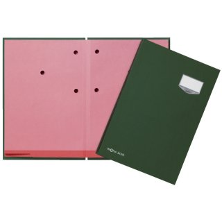 Unterschriftsmappe DE LUXE - 20 Fächern, A4, Leinen-Einband, grün