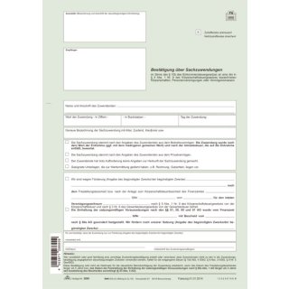 RNK Verlag Bestätigungber Zuwendungen: Sachzuwendungen - SD, 1 x 2 Blatt, DIN A4