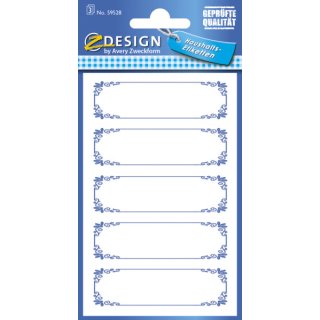Avery Zweckform® Z-Design 59528, Marmeladen Etiketten, blauer Rahmen, 3 Bogen/15 Etiketten