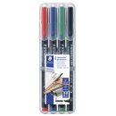 Feinschreiber Universalstift Lumocolor® permanent, B, STAEDTLER Box mit 4 Farben