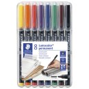Feinschreiber Universalstift Lumocolor® permanent, B, STAEDTLER Box mit 8 Farben