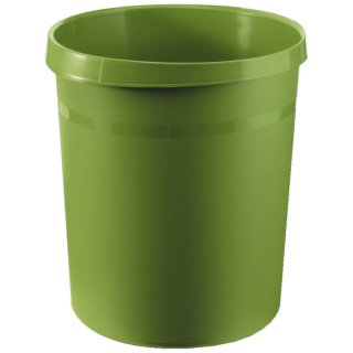 Papierkorb GRIP, 18 Liter, rund, 2 Griffmulden, extra stabil, grün