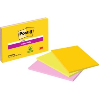 Haftnotiz Super Sticky Meeting Notes, 152x101mm, neonfarben, 3x45 Blatt