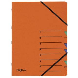 Ordnungsmappe EASY - 7 F&auml;cher, A4, Pressspan, 265 g/qm, orange