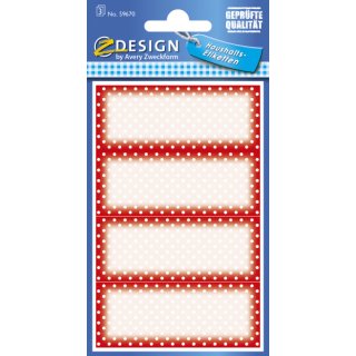 Avery Zweckform&reg; Z-Design 59670, Marmeladen Etiketten, wei&szlig;e Punkte auf rotem Hintergrund, 3 Bogen/12 Etiketten