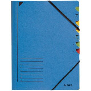 3907 Ordnungsmappe - 7 Fächer, A4, Pendarec-Karton (RC), 430 g/qm, blau