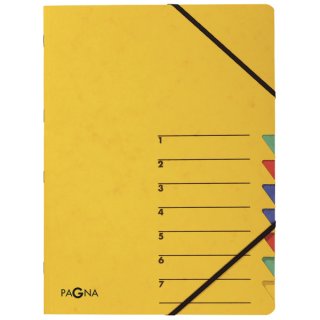 Ordnungsmappe EASY - 7 Fächer, A4, Pressspan, 265 g/qm, gelb