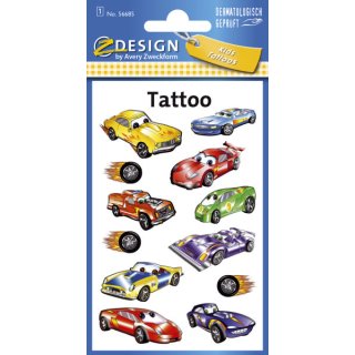 Avery Zweckform&reg; Z-Design 56685, Kinder Tattoos, Rennfahrzeuge, 1 Bogen/12 Tattoo