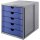 Schubladenbox SYSTEMBOX KARMA - A4/C4, 5 geschlossene Schubladen, grau-&ouml;ko-blau