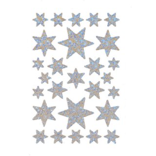 Herma 3917 Sticker DECOR Sterne 6-zackig, silber/irisierende Folie