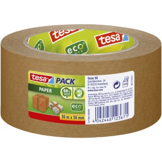 Verpackungsklebeband tesapack® Paper EcoLogo, Papier, 50 m x 50 mm, braun