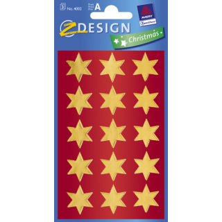 Avery Zweckform® Z-Design 52801, Weihnachtssticker, Sterne, 2 Bogen/30 Sticker