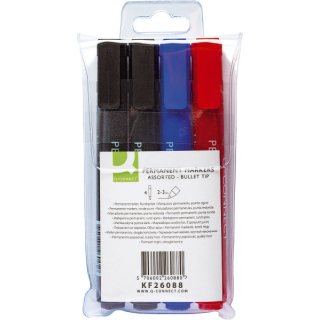 Permanentmarker, ca. 2 mm, 4-er Etui: blau, rot, 2 x schwarz