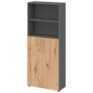 Flügeltürenschrank Graphit/Asteiche