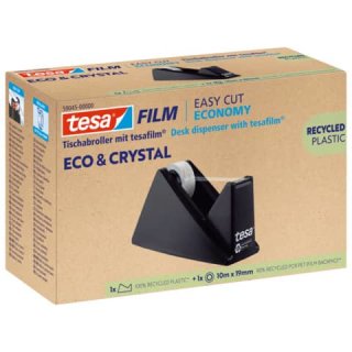 Tischabroller tesafilm Eco & Crystal Easy Cut inkl. 1 Rolle 10m x 19mm