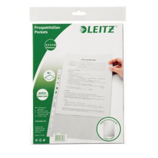 Leitz Prospekthülle Standard, A4, PP, dokumentenecht, 15 Stück, glasklar