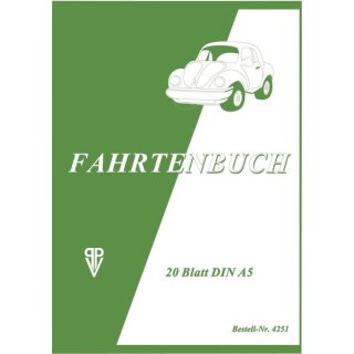 Fahrtenbuch f&uuml;r PKW - A5, 20 Seiten