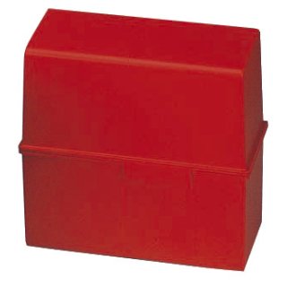 Karteibox DIN A5 quer, für 450 Karten mit Stahlscharnier, rot