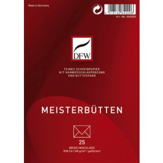 Briefumschlag Meisterb&uuml;tten - DIN C6, gef&uuml;ttert, 80 g/qm, 25 St&uuml;ck