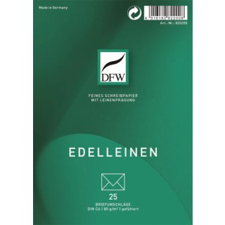 Briefumschlag Edelleinen - DIN C6, gef&uuml;ttert, 80 g/am, 25 St&uuml;ck