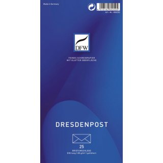 Briefumschlag DresdenPost - DIN lang, gef&uuml;ttert, 80 g/qm, 25 St&uuml;ck