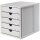 Schubladenbox SYSTEMBOX - A4/C4, 5 geschlossene Schubladen, lichtgrau
