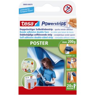 Powerstrips® Poster - ablösbar, Tragfähigkeit 200 g, weiß, 20 Stück