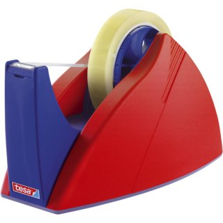 Tischabroller für Klebefilm tesa Easy Cut®, 66 m x 25 mm, rot-blau Abroller