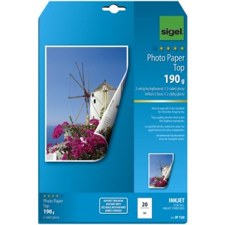 Inkjet Fotopapier Top - A4, 2-seitig hochglänzend, 190 g/qm, 20 Blatt